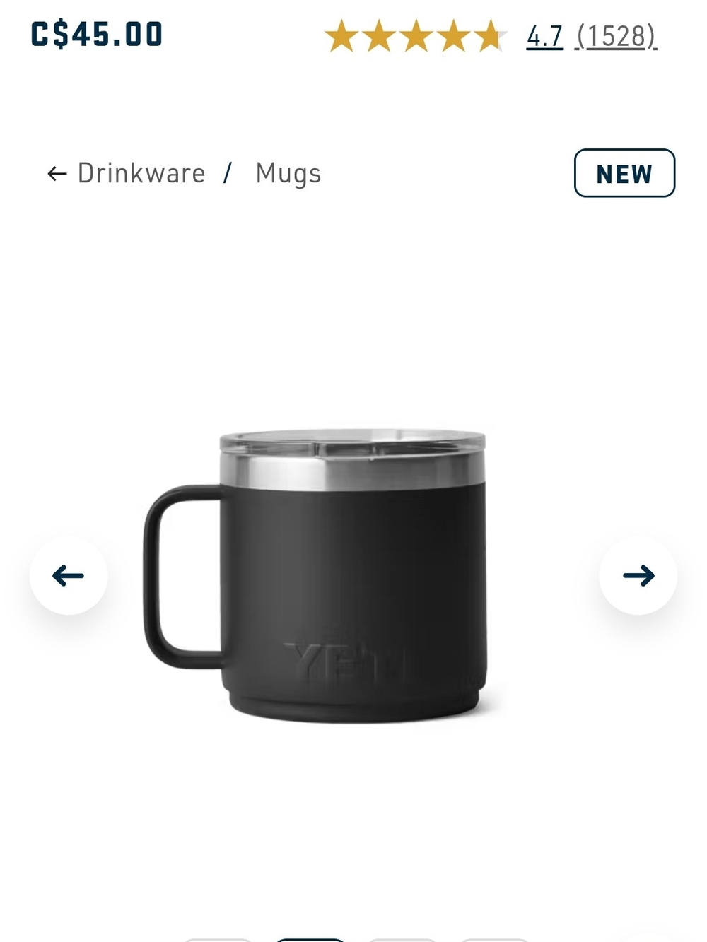 YETI Rambler 14 Oz Mug Yeti Cup Stackable Black